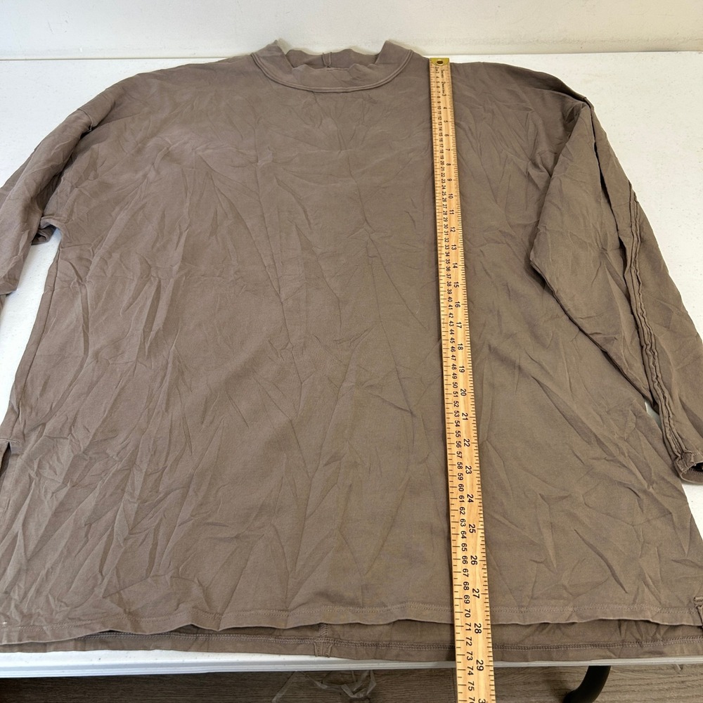We The Free Free People Be Free Oversized Mock Neck Long Sleeve Tee Taupe Small - Picture 6 of 8